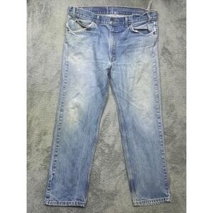 VTG Levis 505 Jeans Mens 38x30 Regular Fit Straight Leg‎ Distressed Orange Tab